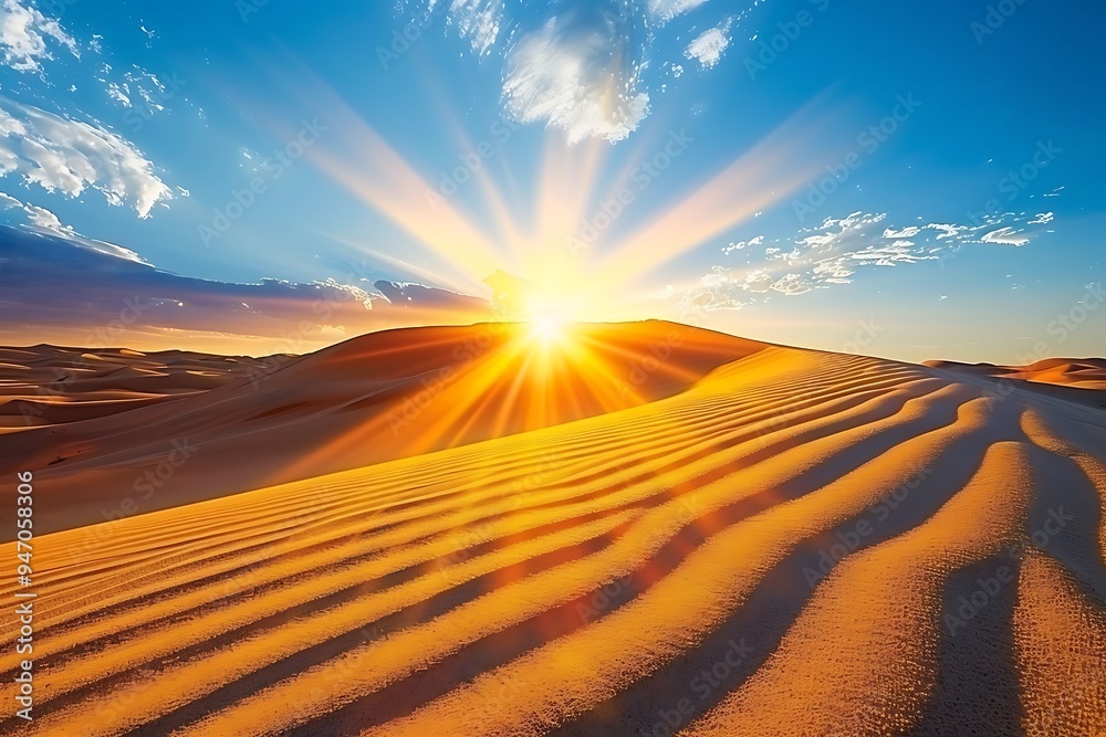 Beautiful morning blue sky in the gold sand deserts, sunlight, no clouds. Beautiful morning blue sky in the gold sand deserts, sunlight, no clouds.