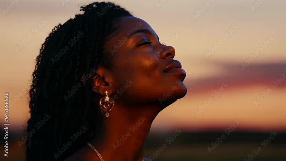 Deep Reflection: African Woman Pondering Life as She Looks at the Sky Deep Reflection: African Woman Pondering Life as She Looks at the Sky