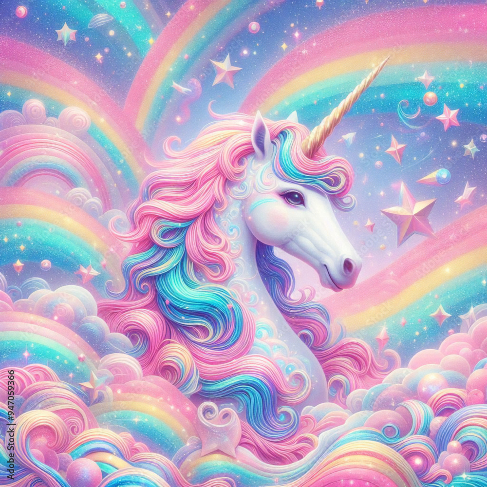 Rainbow unicorn pastel background with glitter stars. Pink fantasy sky. Holographic space with bokeh. Fairy iridescent gradient backdrop. Vector Rainbow unicorn pastel background with glitter stars. Pink fantasy sky. Holographic space with bokeh. Fairy iridescent gradient backdrop. Vector
