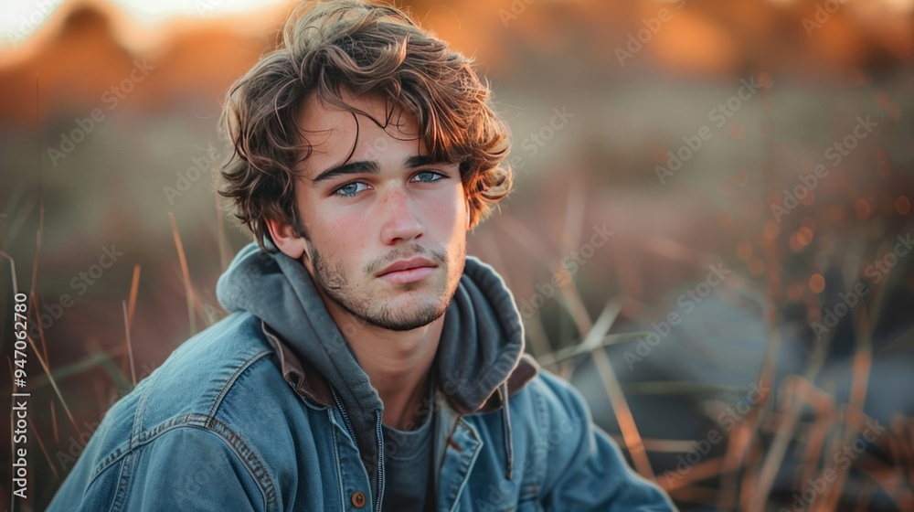 Young Man With Blue Eyes Looking at Camera. Young Man With Blue Eyes Looking at Camera.