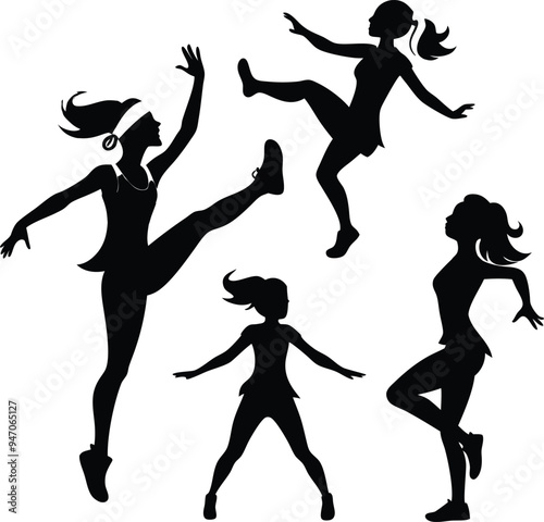 Modern Dancing Versatile Black Silhouette Vector Series
