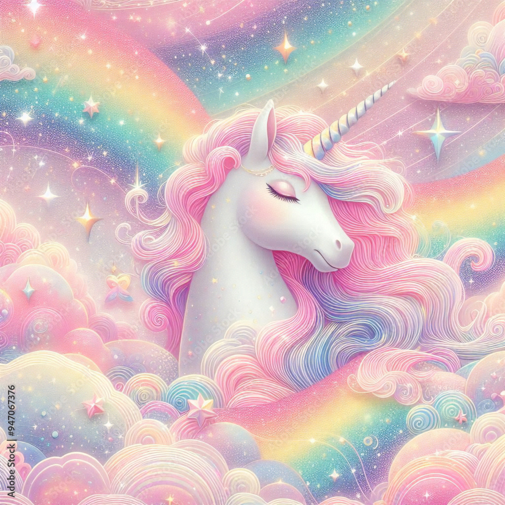 Rainbow unicorn pastel background with glitter stars. Pink fantasy sky. Holographic space with bokeh. Fairy iridescent gradient backdrop. Vector Rainbow unicorn pastel background with glitter stars. Pink fantasy sky. Holographic space with bokeh. Fairy iridescent gradient backdrop. Vector