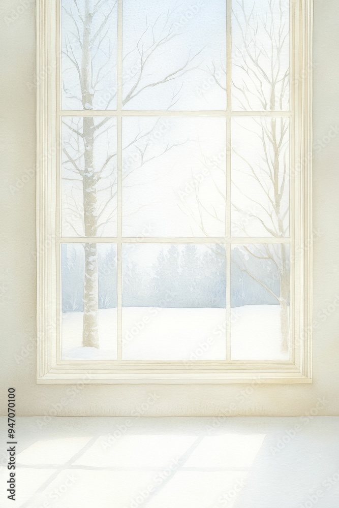 Fototapeta premium Graceful Frosted Glass in Watercolor, Evoking the Essence of Winter's Embrace.