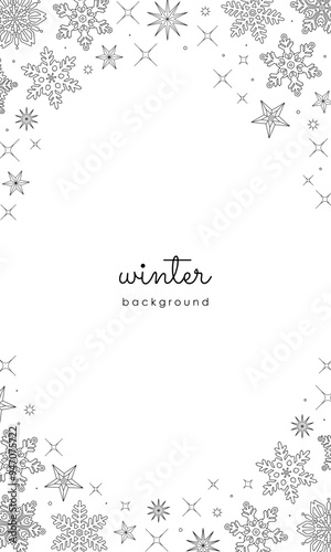 冬をイメージした背景素材。雪の結晶が散らばる透過のベクターイラスト素材。