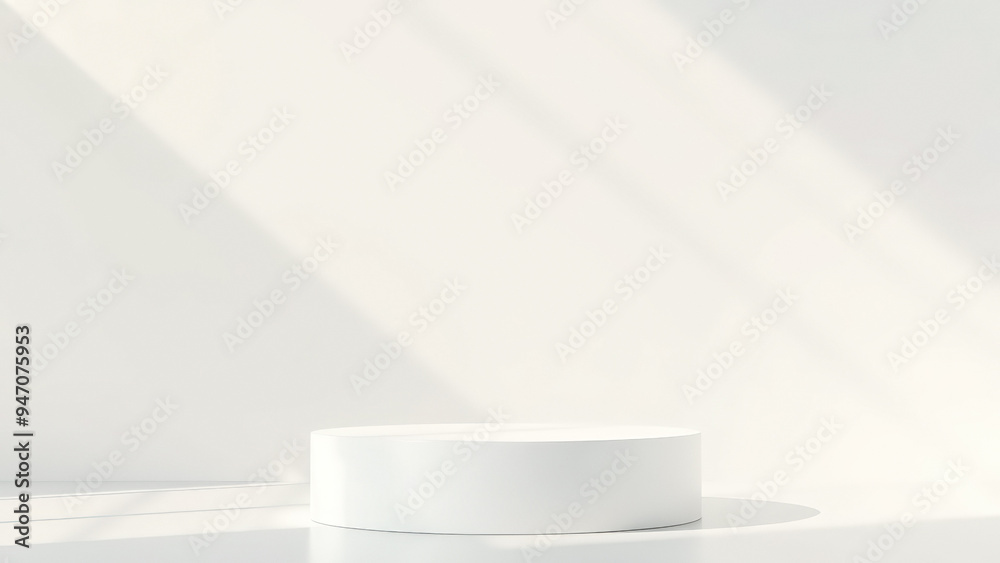 Minimalist White Platform with Light and Shadow Minimalist White Platform with Light and Shadow