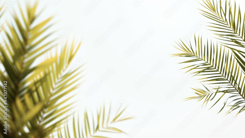 Fototapeta premium Tropical Palm Leaf Frame On White Background