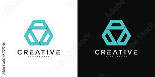 Creative abstract geometric logo design template. Premium Vector