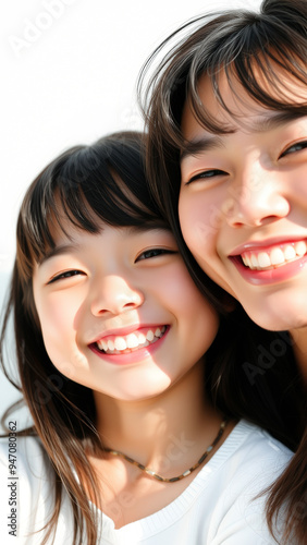 Happy sisters smiling brightly together