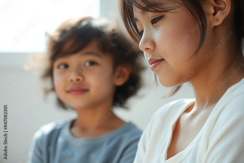 Closeup Portrait of a Young Girl with Brown Hair Looking Away Closeup Portrait of a Young Girl with Brown Hair Looking Away