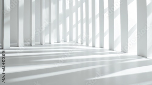 Minimalist White Interior with Sunlight.
