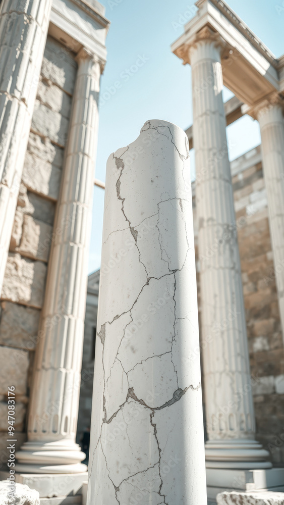 Cracked Marble Column in Ancient Ruins Cracked Marble Column in Ancient Ruins