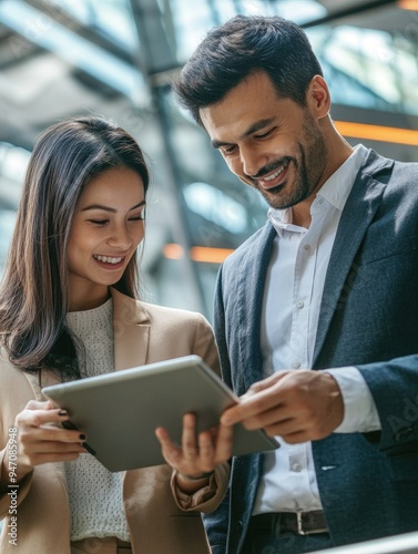 Business Professionals Examining Tablet