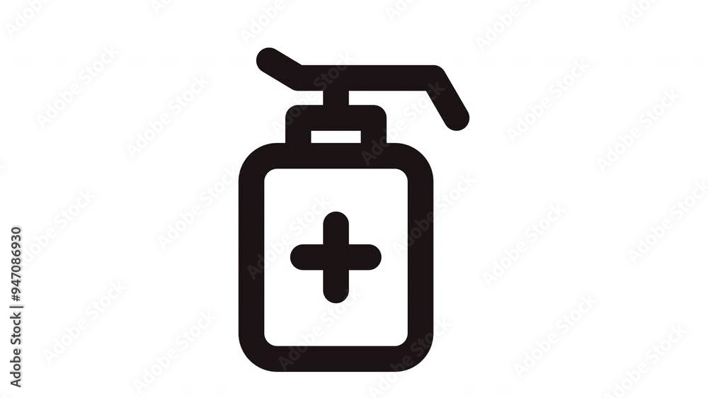 Hand sanitizer bottle with black plus symbol is perfect for medical, healthcare, hygiene, cleanliness, and pandemicrelated design projects Hand sanitizer bottle with black plus symbol is perfect for medical, healthcare, hygiene, cleanliness, and pandemicrelated design projects