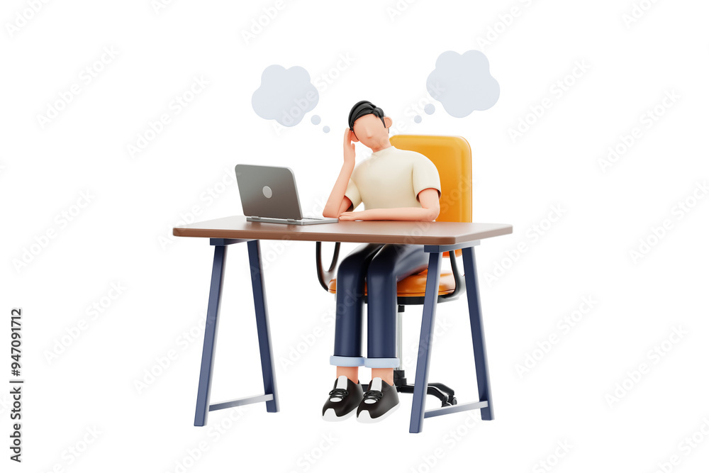 Daydreaming 3D Character Illustration. Daydreaming 3D Character Illustration.