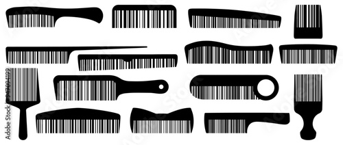 Collection of different design combining barcode and comb
