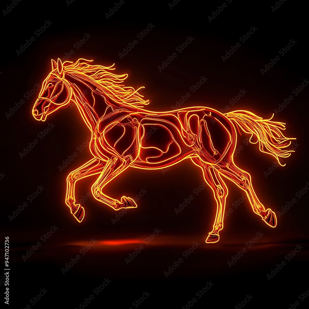 Glowing Horse Silhouette in Motion Glowing Horse Silhouette in Motion