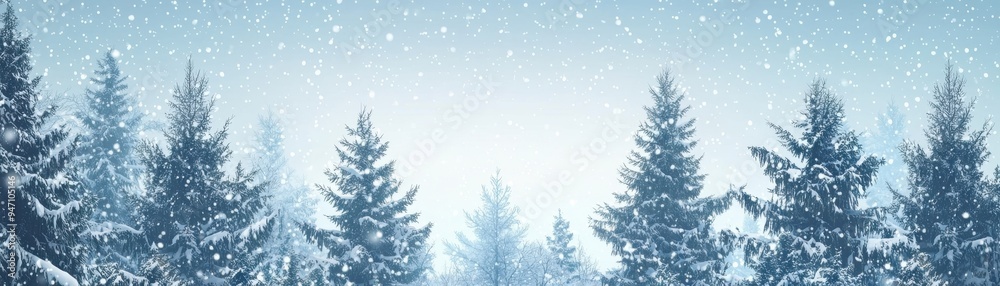 A serene winter landscape featuring snow-covered trees and a gentle snowfall, evoking a peaceful and tranquil atmosphere. A serene winter landscape featuring snow-covered trees and a gentle snowfall, evoking a peaceful and tranquil atmosphere.