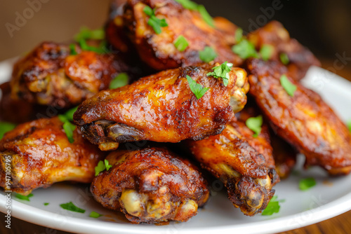 Fried Delicious And Juicy Chicken Wings In Grill Sauce Created With Artificial Intelligence
