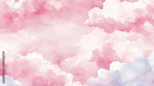 Soft Pink Clouds Watercolor Morning Sky Pattern 