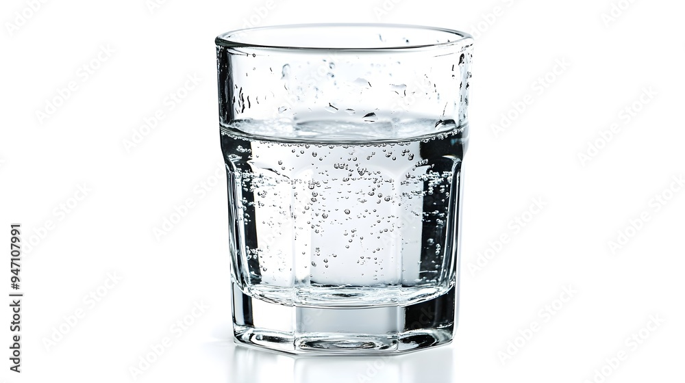 Glass of Sparkling Water on White Background Glass of Sparkling Water on White Background