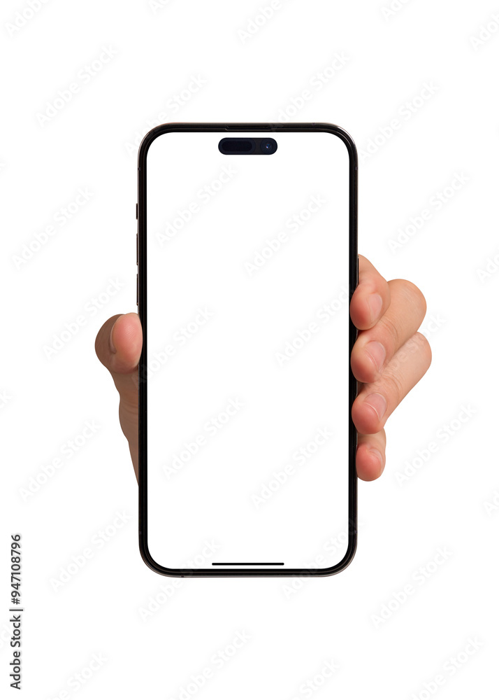 Hand showing smartphone with blank screen isolated on white background. Concepts for business finance, Concept technology, Concept product advertising and Concept marketing. Image high quality for you Hand showing smartphone with blank screen isolated on white background. Concepts for business finance, Concept technology, Concept product advertising and Concept marketing. Image high quality for you
