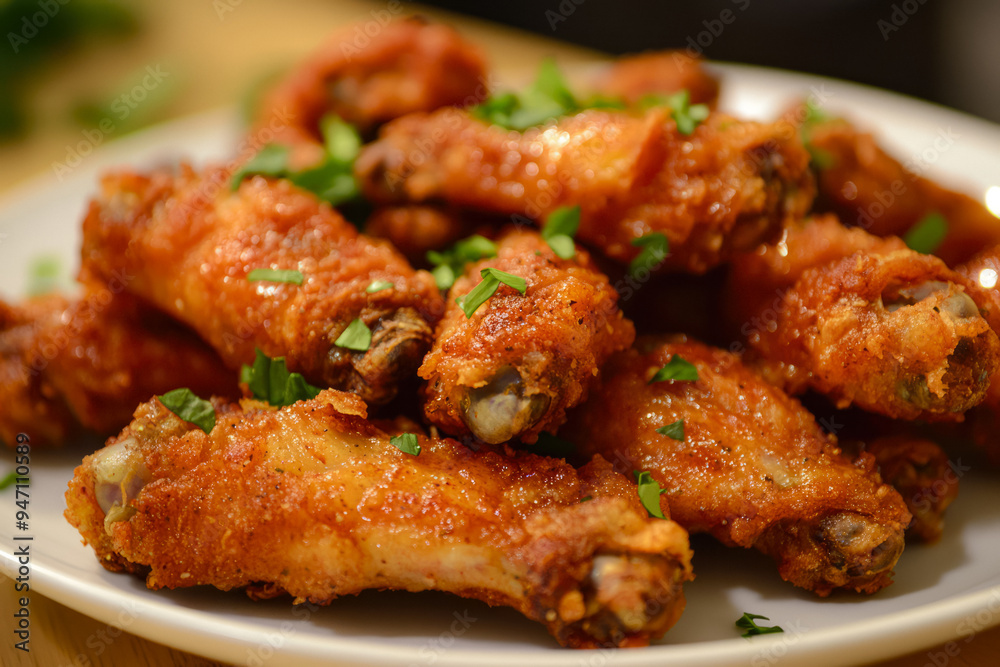 Fried Delicious And Juicy Chicken Wings In Grill Sauce Created With Artificial Intelligence Fried Delicious And Juicy Chicken Wings In Grill Sauce Created With Artificial Intelligence