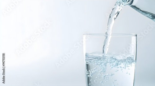 Pouring Water into Glass - Hydration Concept