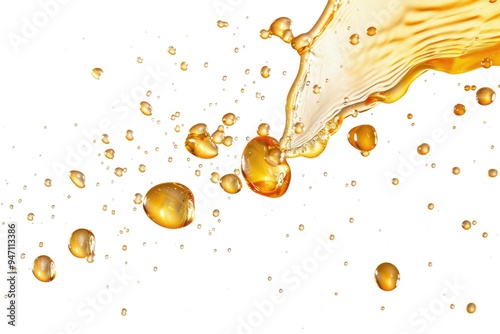 Fresh orange juice with foamy bubbles on a clean white surface