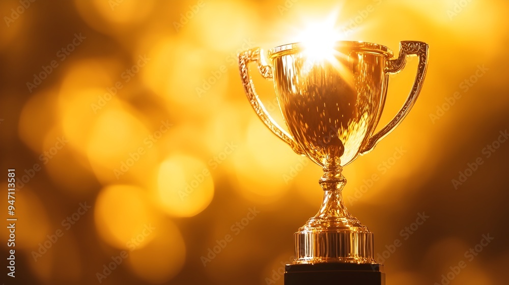 Conceptual image of a shimmering golden trophy radiating with a brilliant glow symbolizing exceptional achievement celebrated success and hard earned victory Conceptual image of a shimmering golden trophy radiating with a brilliant glow symbolizing exceptional achievement celebrated success and hard earned victory