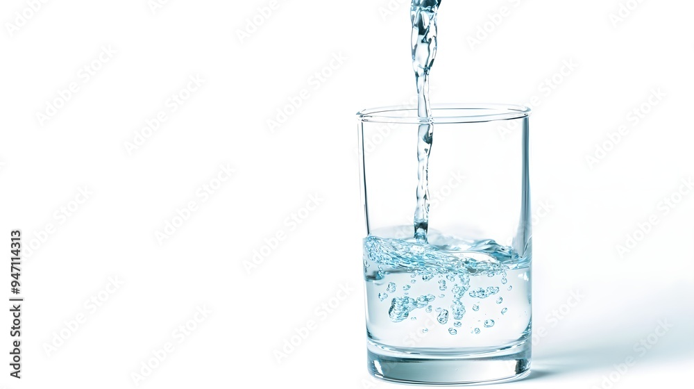 Pouring Water into Glass, Splashing Bubbles Pouring Water into Glass, Splashing Bubbles