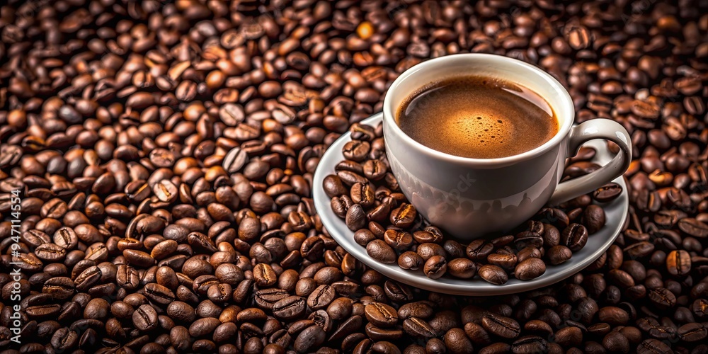 A cup of freshly brewed coffee surrounded by coffee beans, coffee, cup, drink, beverage, morning, aroma, caffeine, beans, brew A cup of freshly brewed coffee surrounded by coffee beans, coffee, cup, drink, beverage, morning, aroma, caffeine, beans, brew