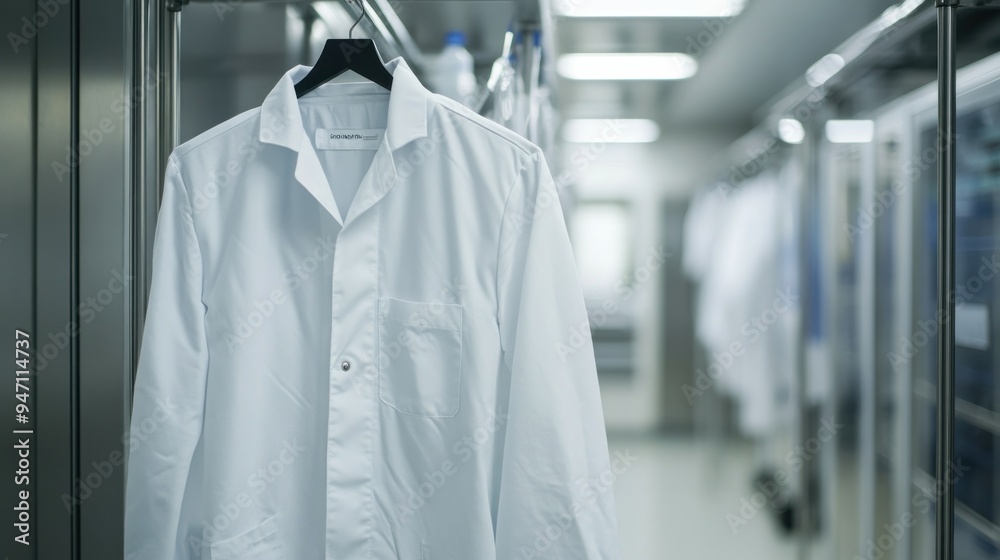 White Lab Coat Hanging in a Changing Room White Lab Coat Hanging in a Changing Room