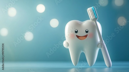 Happy Tooth with Toothbrush