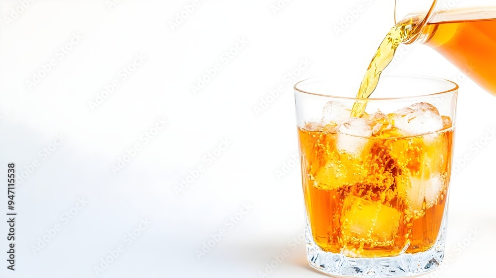 Refreshing Iced Tea Being Poured into Glass Refreshing Iced Tea Being Poured into Glass