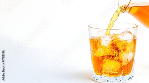 Refreshing Iced Tea Being Poured into Glass