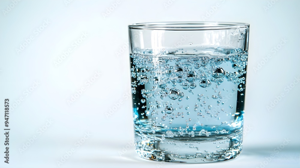 Sparkling Water in Glass, Refreshing Drink, Close Up Sparkling Water in Glass, Refreshing Drink, Close Up