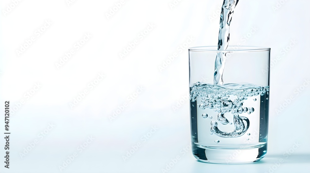 Water Pouring into Glass, Refreshing Hydration Water Pouring into Glass, Refreshing Hydration