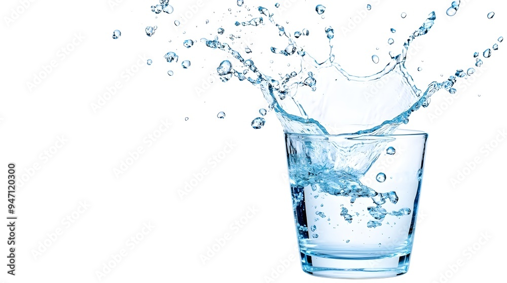 Water Splash in Glass, Crystal Clear Hydration Water Splash in Glass, Crystal Clear Hydration