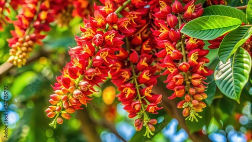 Close-up of vibrant flowers blooming on a tree wingnut Pterocarya fraxinifolia , wingnut, Pterocarya fraxinifolia, tree photo