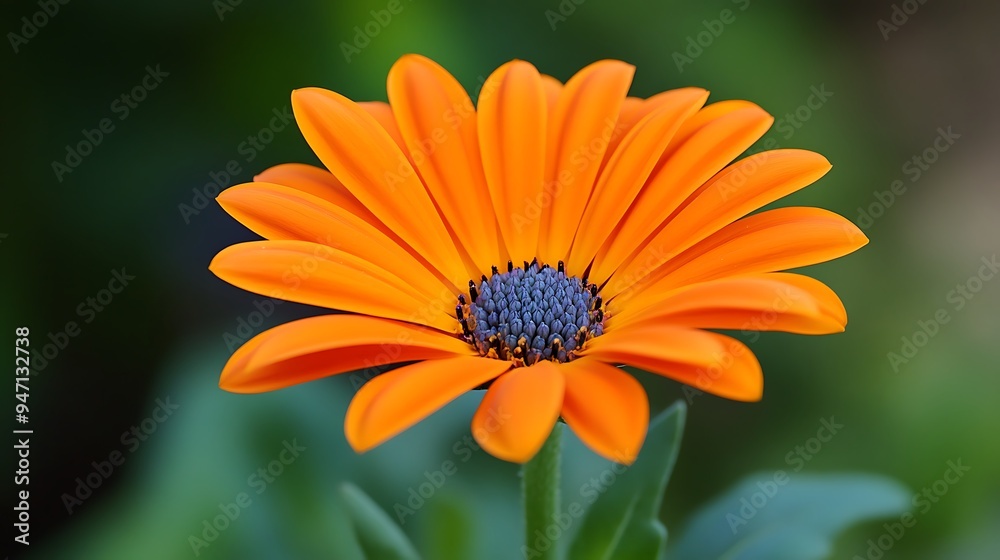 Orange Flower with Blue Center in Close-Up Orange Flower with Blue Center in Close-Up