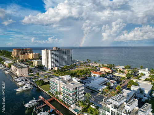 Rainbow off Hollywood Beach on Florida's east coast, located in Broward County between Fort Lauderdale and Miami. photo