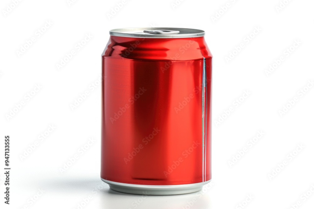 A single serving can of soda placed on a clean white surface A single serving can of soda placed on a clean white surface