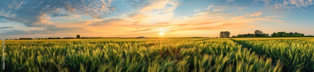 Golden Sunset Over Wheat Field Golden Sunset Over Wheat Field