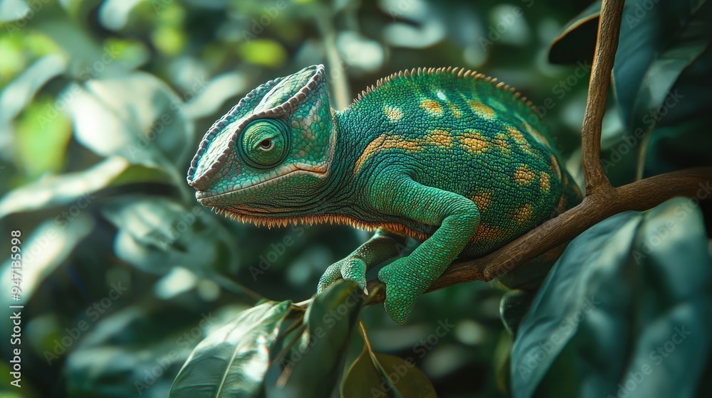 Green Chameleon on a Branch Green Chameleon on a Branch