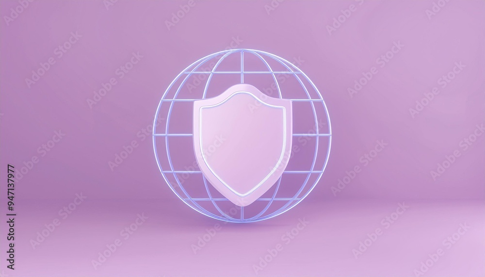 A 3D illustration of a glowing globe with a shield icon on a pastel purple background, representing global security and internet protection. A 3D illustration of a glowing globe with a shield icon on a pastel purple background, representing global security and internet protection.