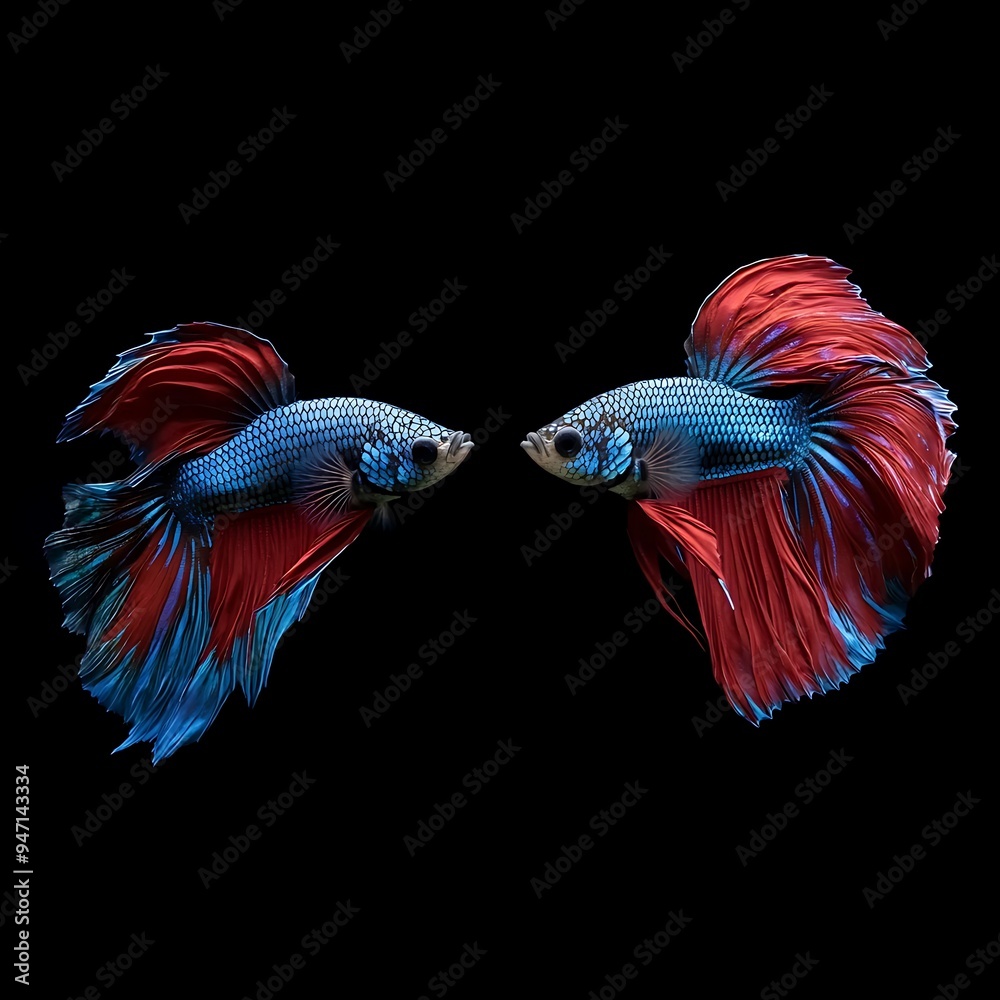 Two Siamese Fighting Fish Facing Each Other Two Siamese Fighting Fish Facing Each Other