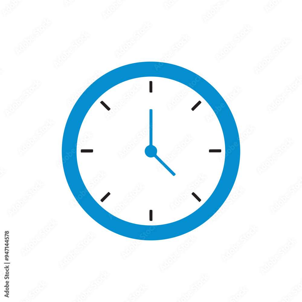 Flat clock icon isolated on white background. Vector Illustration. Flat clock icon isolated on white background. Vector Illustration.