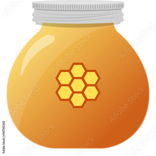 Glass bottle of honey