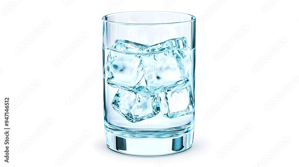 Glass of Water with Ice Cubes - Refreshing Drink Glass of Water with Ice Cubes - Refreshing Drink