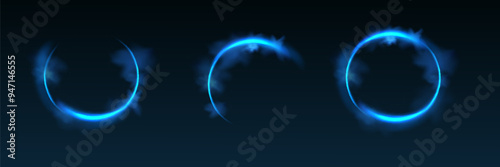 Abstract light neon background. luminous circle. Luminous spiral cover. Wake wave, fire path trail line and swirl effect curve. Food isolated. space tunnel.